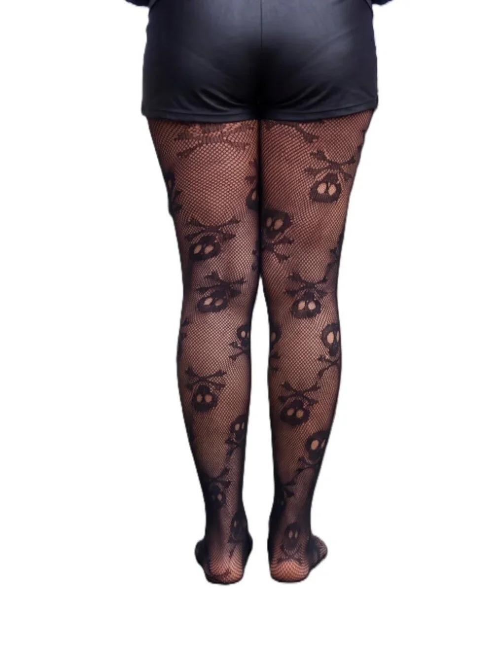 Pirate Skull Fishnet Tights Queen Plus Size Pantyhose Halloween Goth NWT